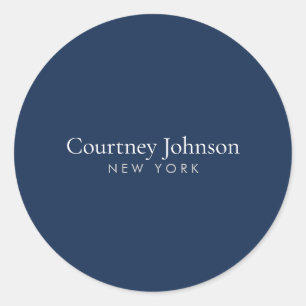Elegant Minimalist Luxury Boutique Navy Blue Classic Round Sticker