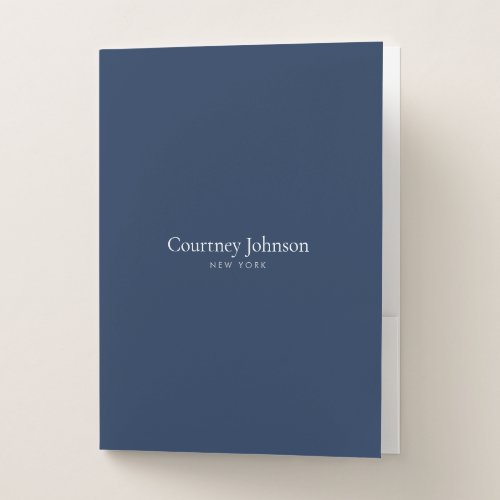 Elegant Minimalist Luxury Boutique Navy Blue Pocket Folder