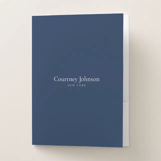 Elegant Minimalist Luxury Boutique Navy Blue Pocket Folder | Zazzle