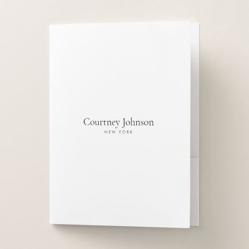 Elegant Minimalist Luxury Boutique White Pocket Folder