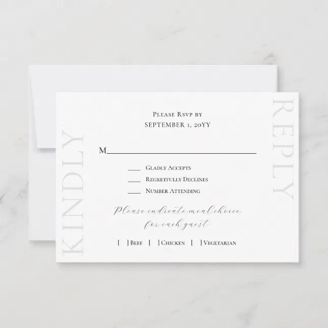 Elegant Minimalist Luxury White Wedding RSVP Card | Zazzle