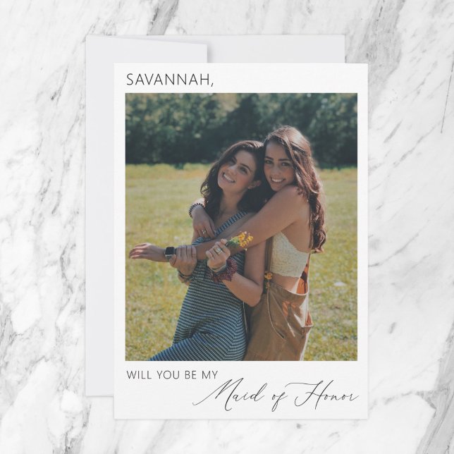 Elegant Minimalist Maid of Honor Proposal Photo Invitation (Creator Uploaded)