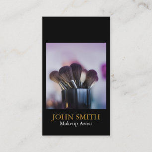 Elegant Minimalist Makeup Artist Brushes Photo Business Card