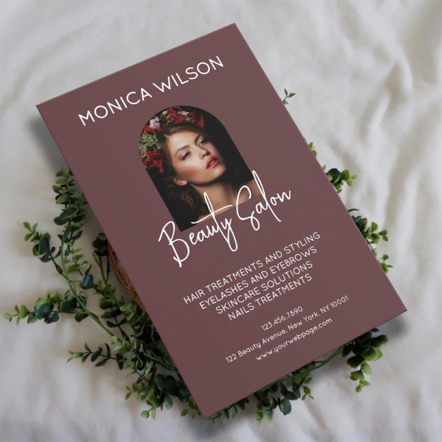 Elegant minimalist maroon beauty salon flyer (Creator Uploaded)