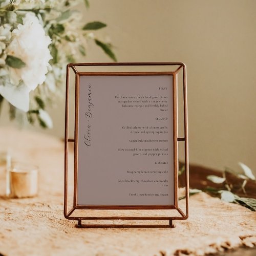 Elegant Minimalist Mauve Script Custom Wedding Menu