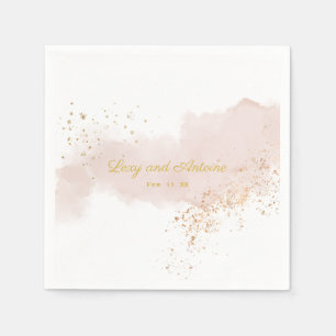 Elegant Minimalist Mauve Watercolor Gold Splatter Napkins