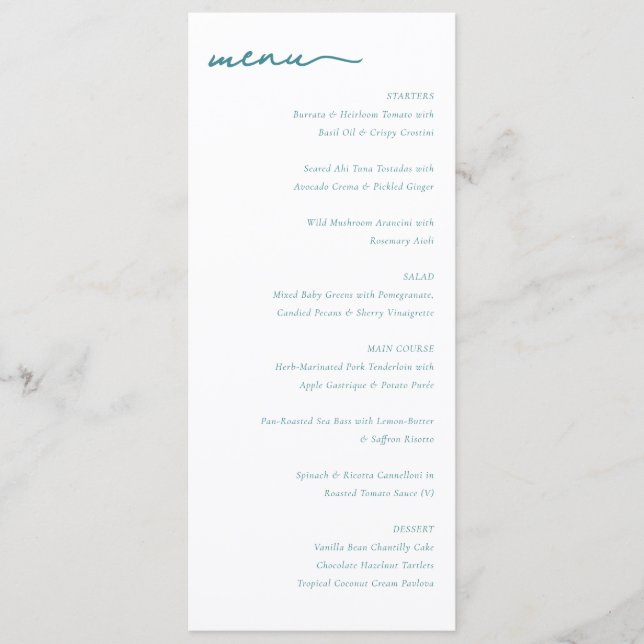 Elegant Minimalist Menu for High-End Dining (Front)