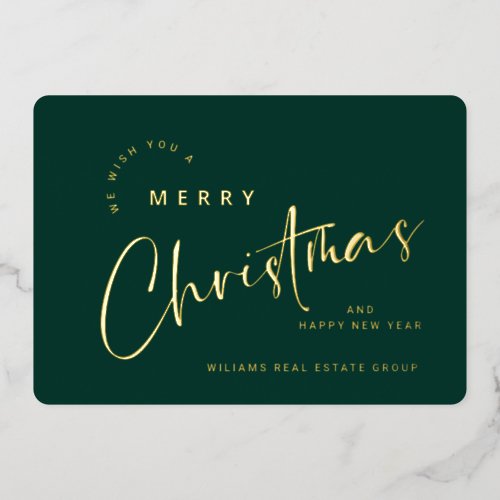 Elegant Minimalist Merry Christmas Corporate Gold  Foil Holiday Card