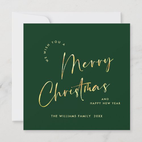 Elegant Minimalist Merry Christmas Greeting Gold  Holiday Card
