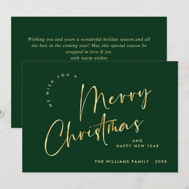 Elegant Minimalist Merry Christmas Greeting Holiday Card (Front/Back)