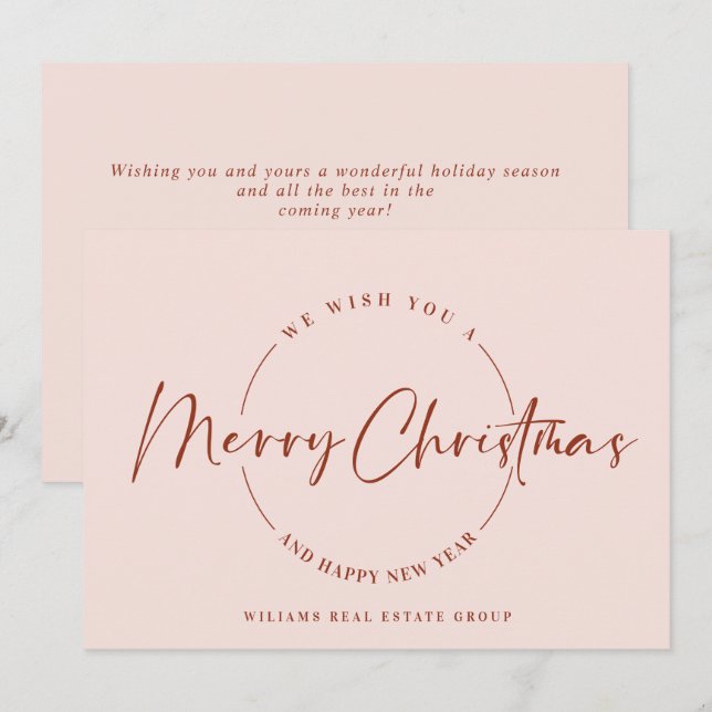 Elegant Minimalist Merry Christmas Greeting Holiday Card (Front/Back)