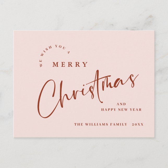 Elegant Minimalist Merry Christmas Greeting Holiday Postcard (Front)