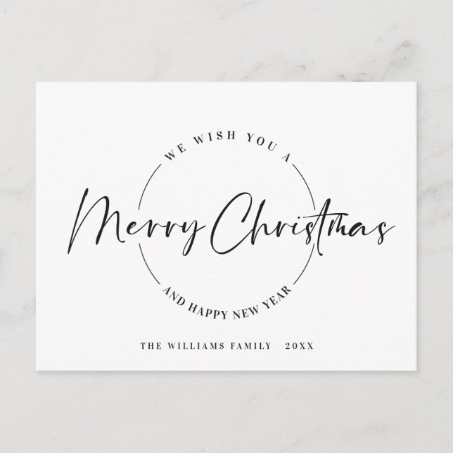 Elegant Minimalist Merry Christmas Greeting Holiday Postcard (Front)