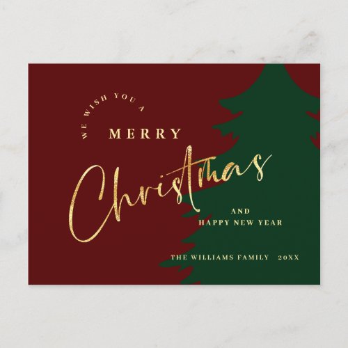 Elegant Minimalist Merry Christmas Greeting Holiday Postcard
