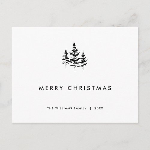 Elegant Minimalist Merry Christmas Greeting Holiday Postcard