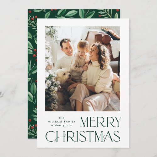 Elegant Minimalist Merry Christmas Greeting Photo Holiday Card