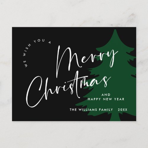 Elegant Minimalist Merry Christmas Greeting Postcard