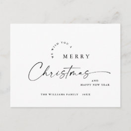 Elegant Minimalist Merry Christmas Greeting Postcard