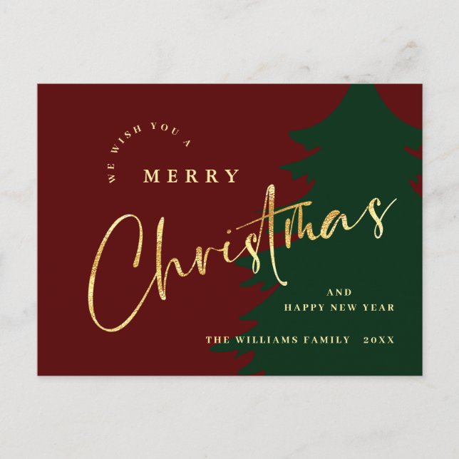 Elegant Minimalist Merry Christmas Greeting Postcard (Front)