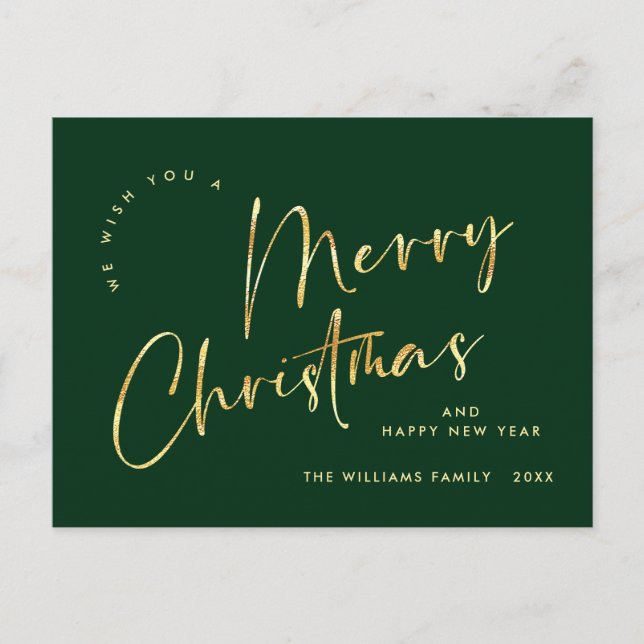 Elegant Minimalist Merry Christmas Greeting Postcard (Front)