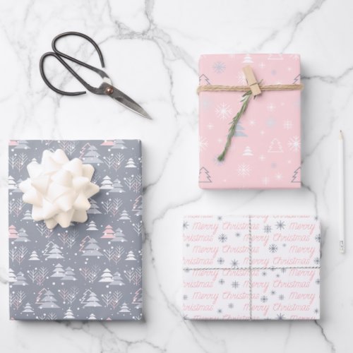 Elegant Minimalist Merry Christmas Pattern Wrapping Paper Sheets