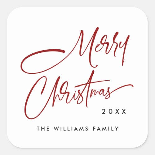 Elegant Minimalist Merry Christmas Square Sticker