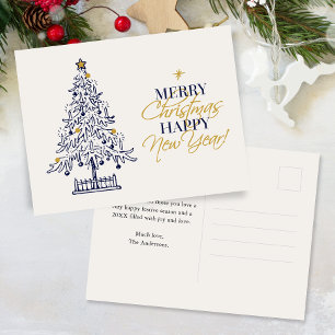 Elegant Minimalist Merry Christmas Tree Non-Photo Holiday Postcard