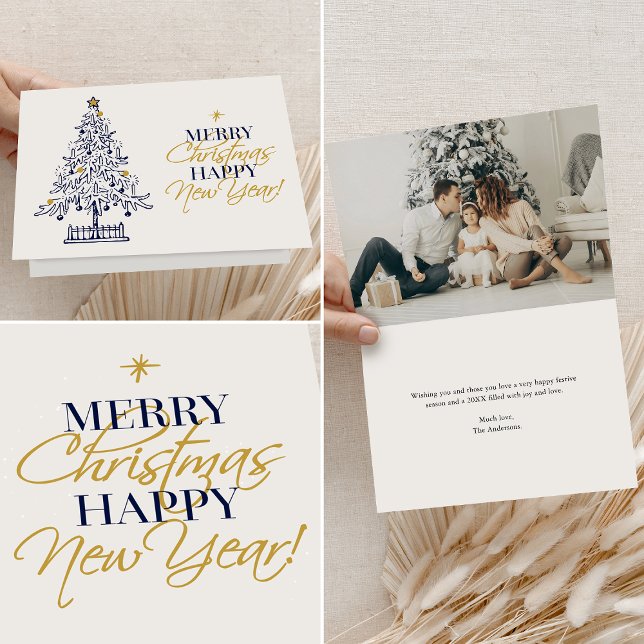 Elegant Minimalist Merry Christmas Tree Photo Card (Creator Uploaded)