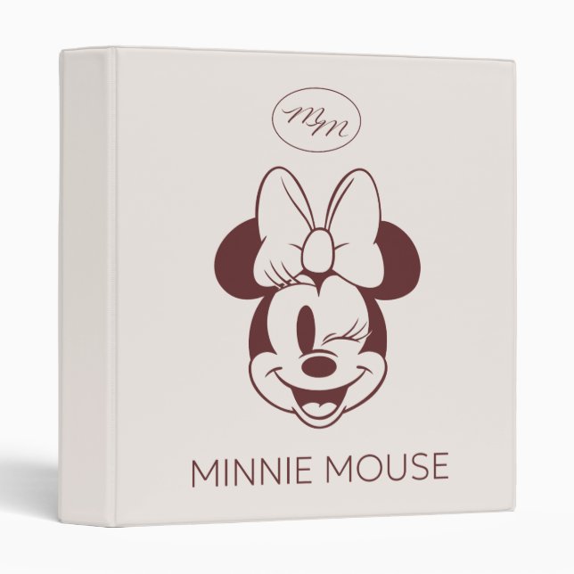 Elegant Minimalist Minnie Mouse Graphic 3 Ring Binder (Front/Spine)