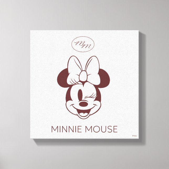 Elegant Minimalist Minnie Mouse Graphic Canvas Print (Front)