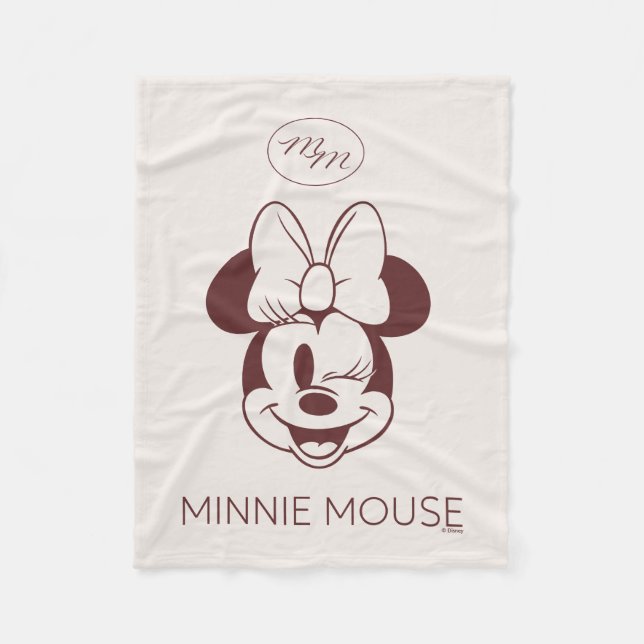 Elegant Minimalist Minnie Mouse Graphic Fleece Blanket (Front)