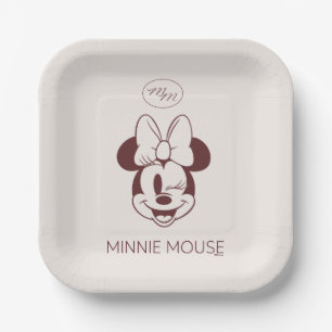 Elegant Minimalist Minnie Mouse Graphic Paper Plates