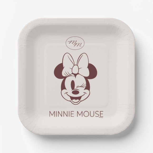 Elegant Minimalist Minnie Mouse Graphic Paper Plates (Front)