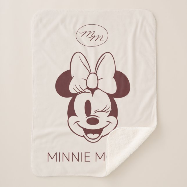 Elegant Minimalist Minnie Mouse Graphic Sherpa Blanket (Front)