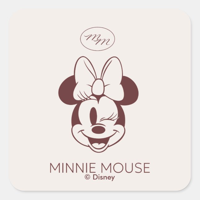 Elegant Minimalist Minnie Mouse Graphic Square Sticker (Front)