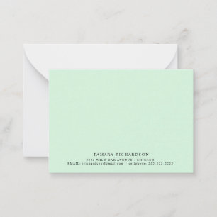 Elegant Minimalist Mint Green Note Card