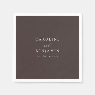 Elegant Minimalist Mocha Brown Calligraphy Wedding Napkins
