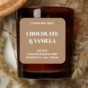 Elegant Minimalist Mocha Brown Custom Candle Label