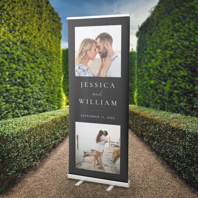 Elegant Minimalist Modern 2 Photo Wedding Welcome Retractable Banner (Creator Uploaded)