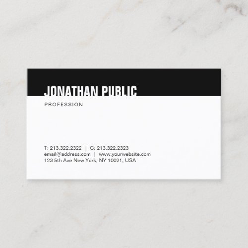 Elegant Minimalist Modern Black And White Template Business Card