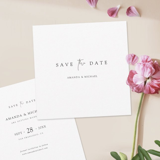 Elegant Minimalist Modern Black Script Wedding Save The Date (Creator Uploaded)