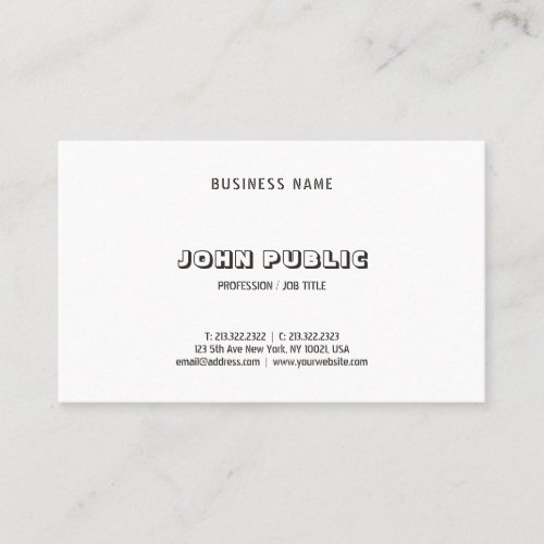 Elegant Minimalist Modern Black White Template BW Business Card