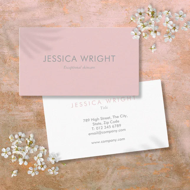 Elegant Minimalist Modern Blush Pink Professional Business Card | Zazzle