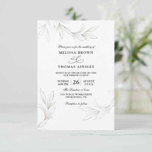 Elegant Minimalist Modern Budget Qr Code Wedding Invitation