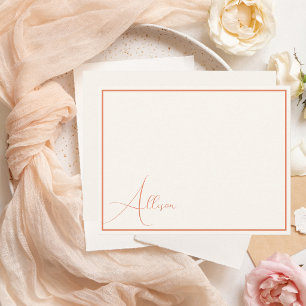 Elegant Minimalist Modern Chic Ivory Peach Orange Note Card