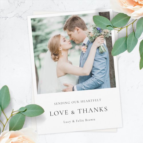 Elegant Minimalist  Modern Chic Photo Wedding Thank You Card