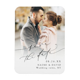 Elegant Minimalist Modern Chic Script Photo Magnet