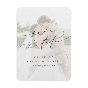 Elegant Minimalist Modern Chic Script Photo Magnet