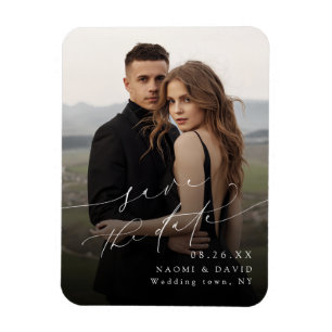 Elegant Minimalist Modern Chic Script Photo Magnet
