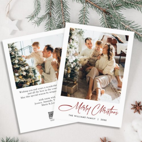 Elegant Minimalist Modern Christmas 2 Photo Holiday Card